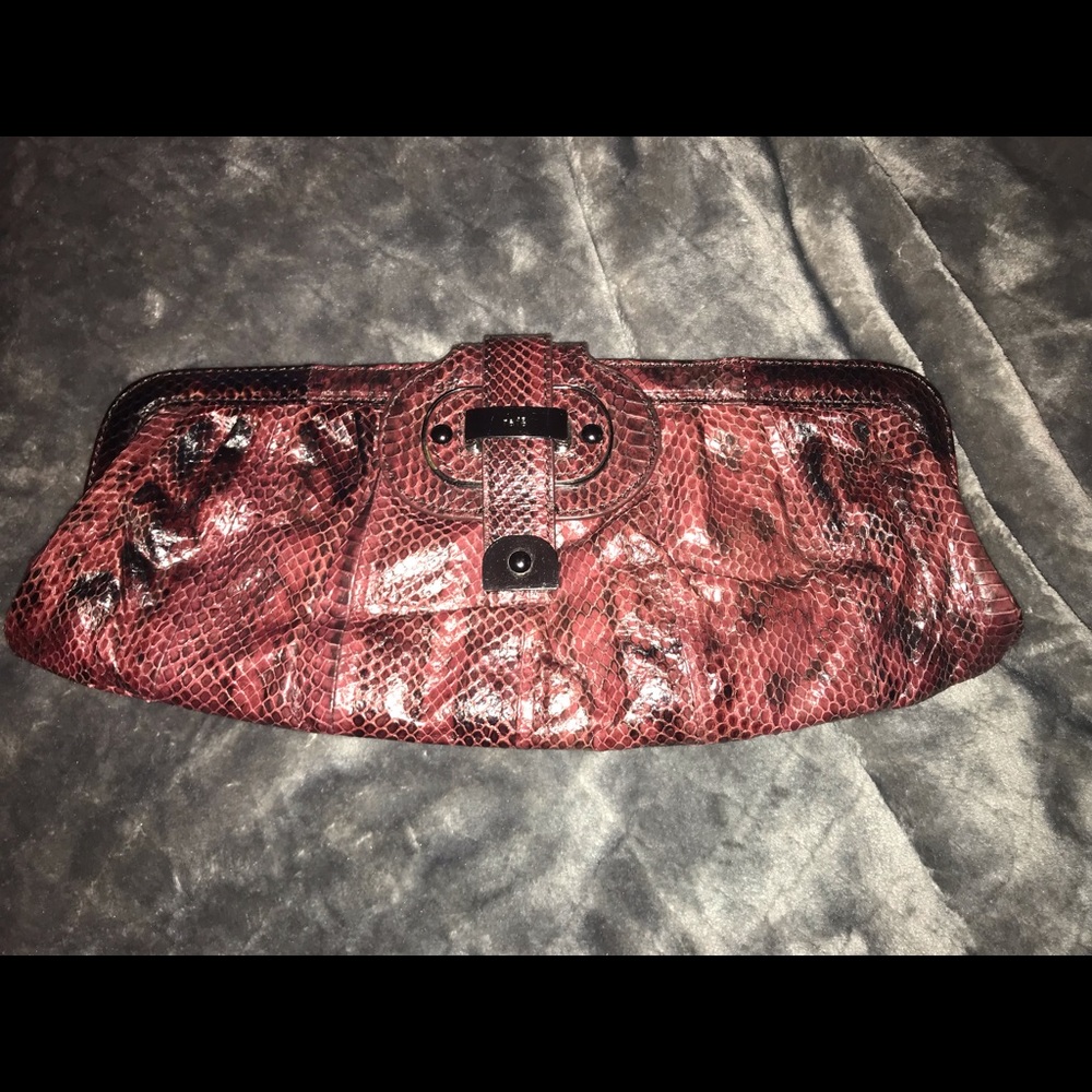 Rafe snakeskin print leather clutch